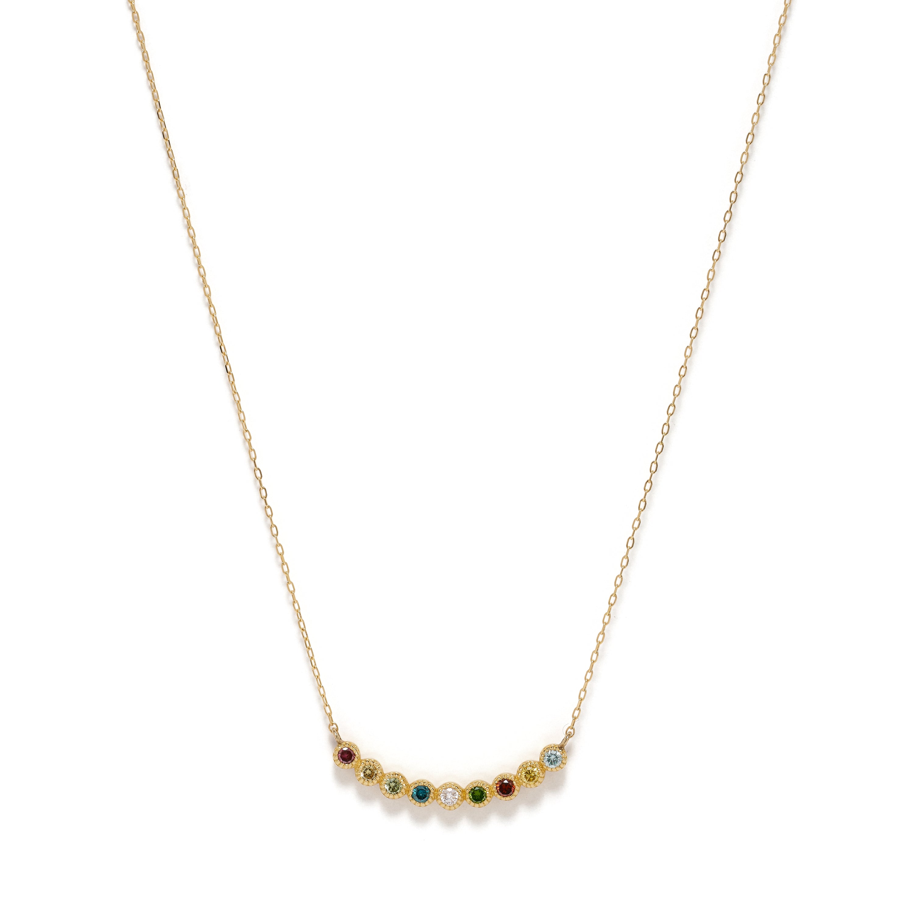 MULTICOLOR MILGRAIN LINE NECKLACE