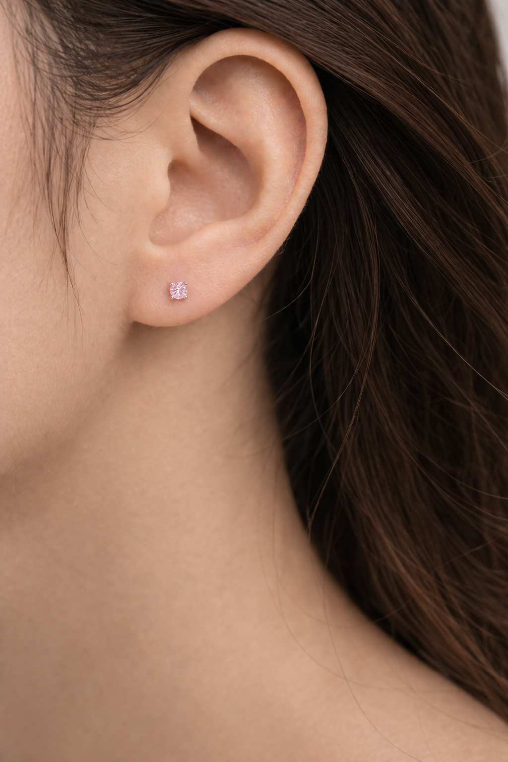 SHOMA HIRATSUKA × AURALAB – 0.06ct SIGNATURE STUD EARRING (pink)