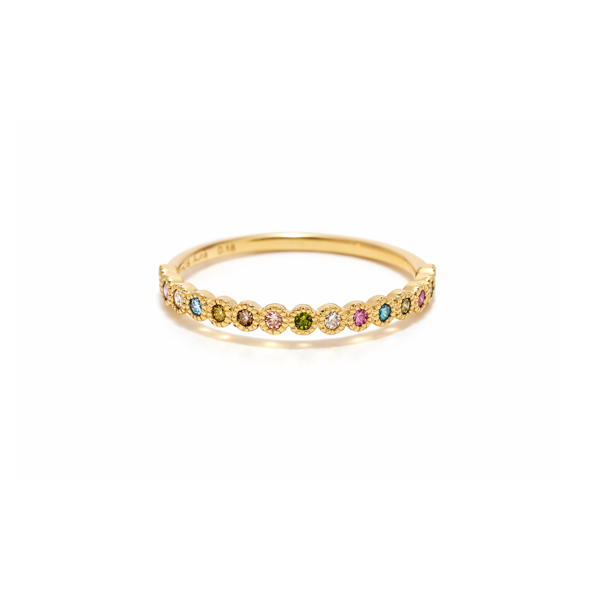 MULTICOLOR MILGRAIN RING