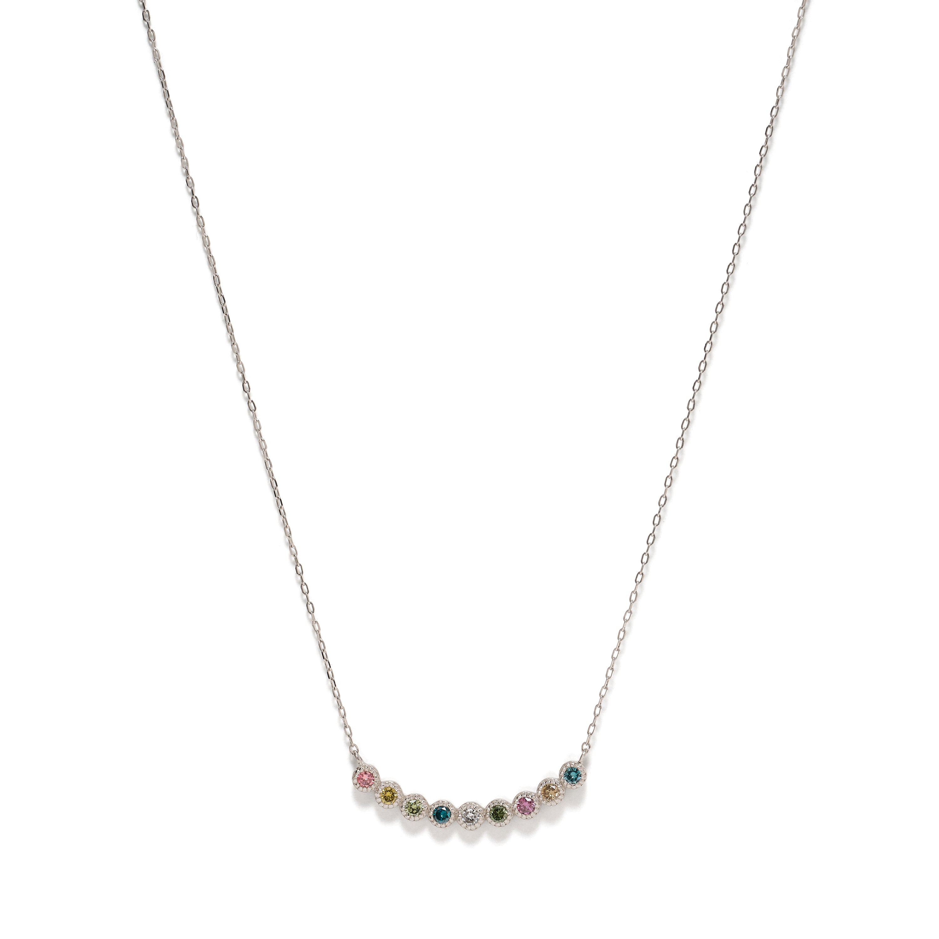 MULTICOLOR MILGRAIN LINE NECKLACE