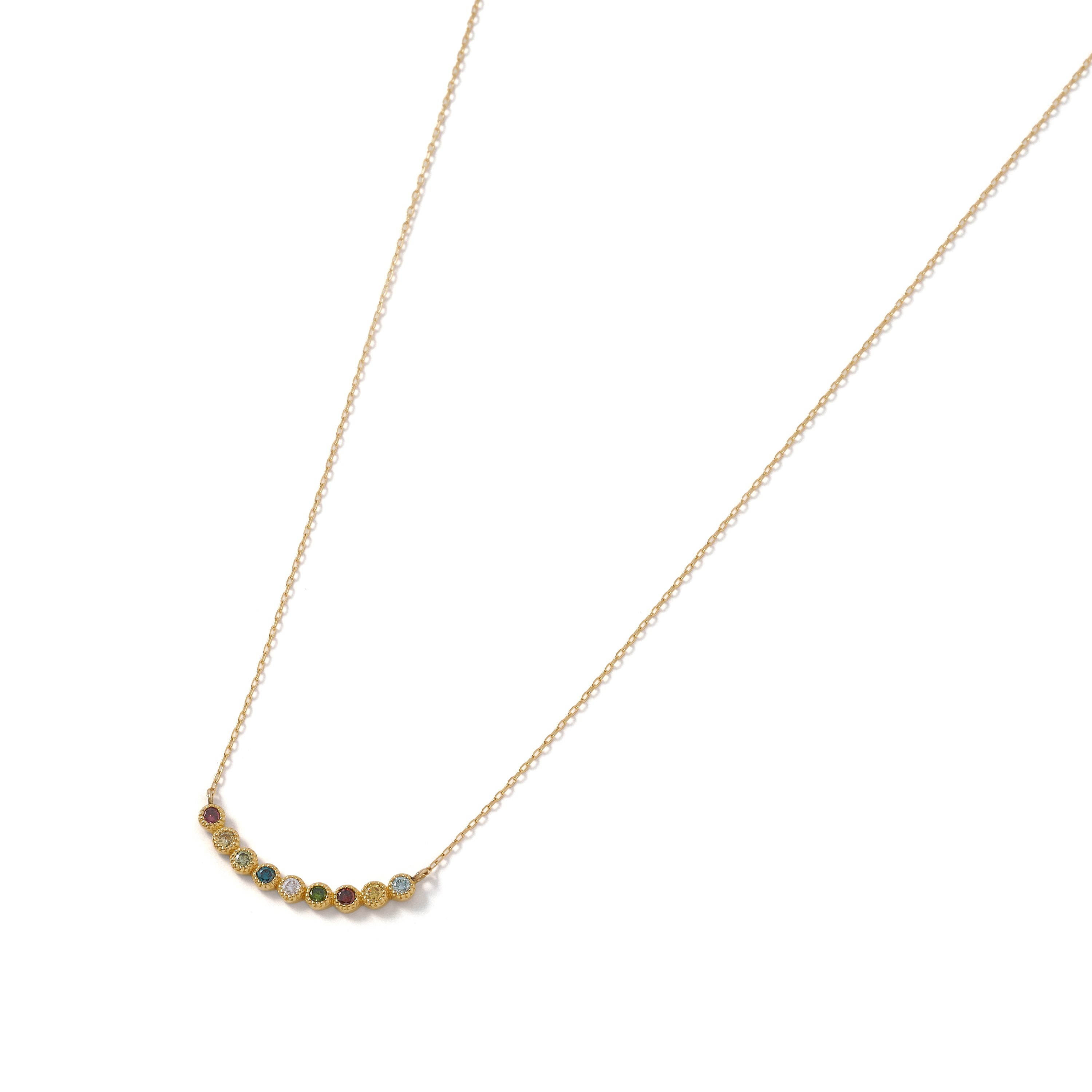 MULTICOLOR MILGRAIN LINE NECKLACE
